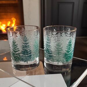 Set of Two Culver Evergreen Tree Glasses NIB